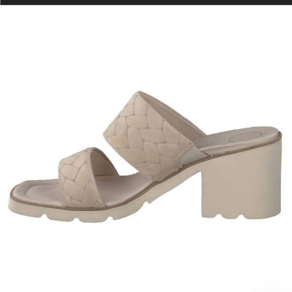 Paul Green Cream Mules with Chunky Heel